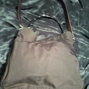 Gucci black canvas bamboo handle tote with original strap